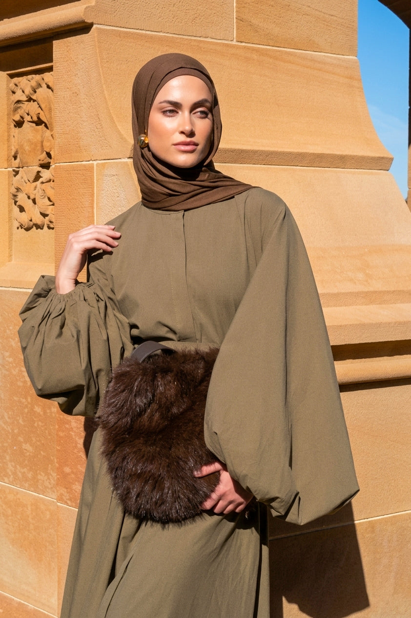 Volume Sleeve Dress - Olive