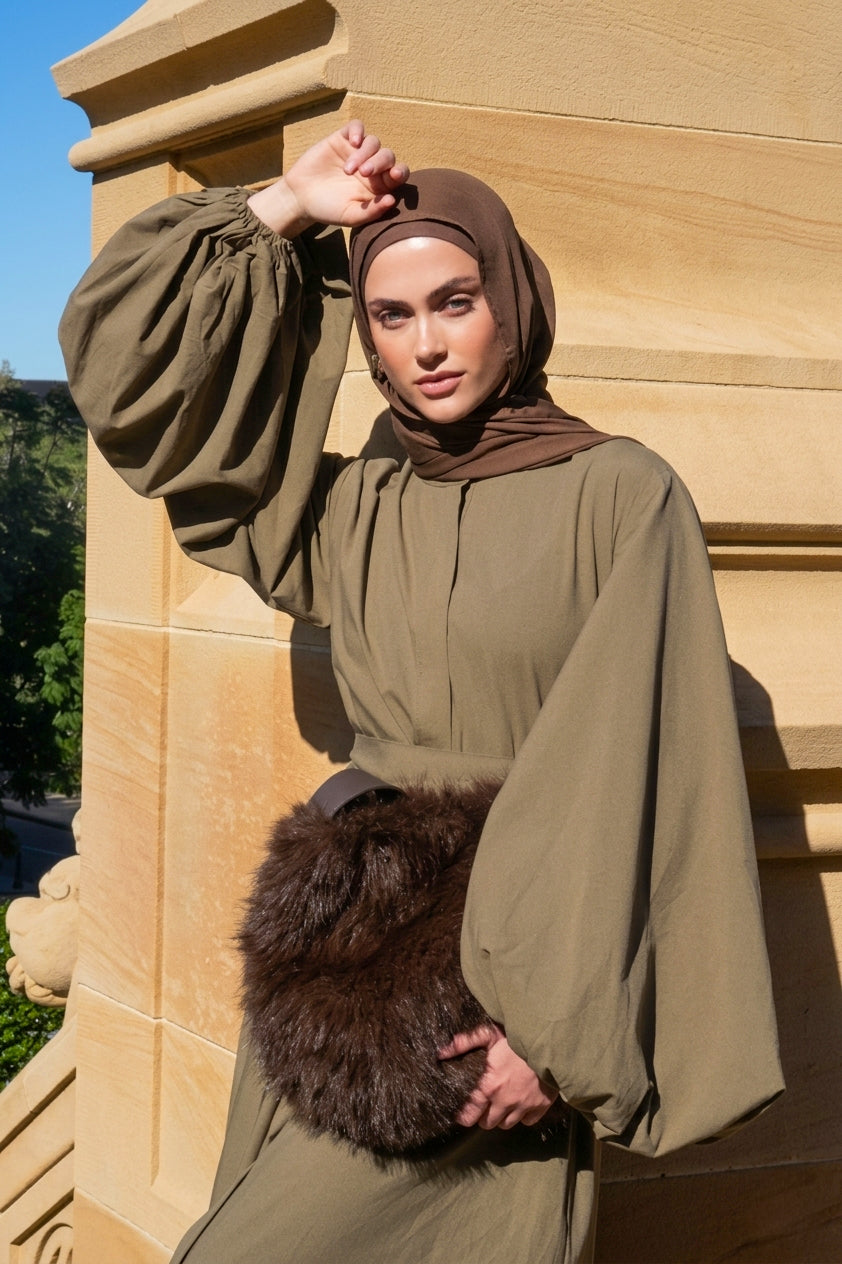 Volume Sleeve Dress - Olive