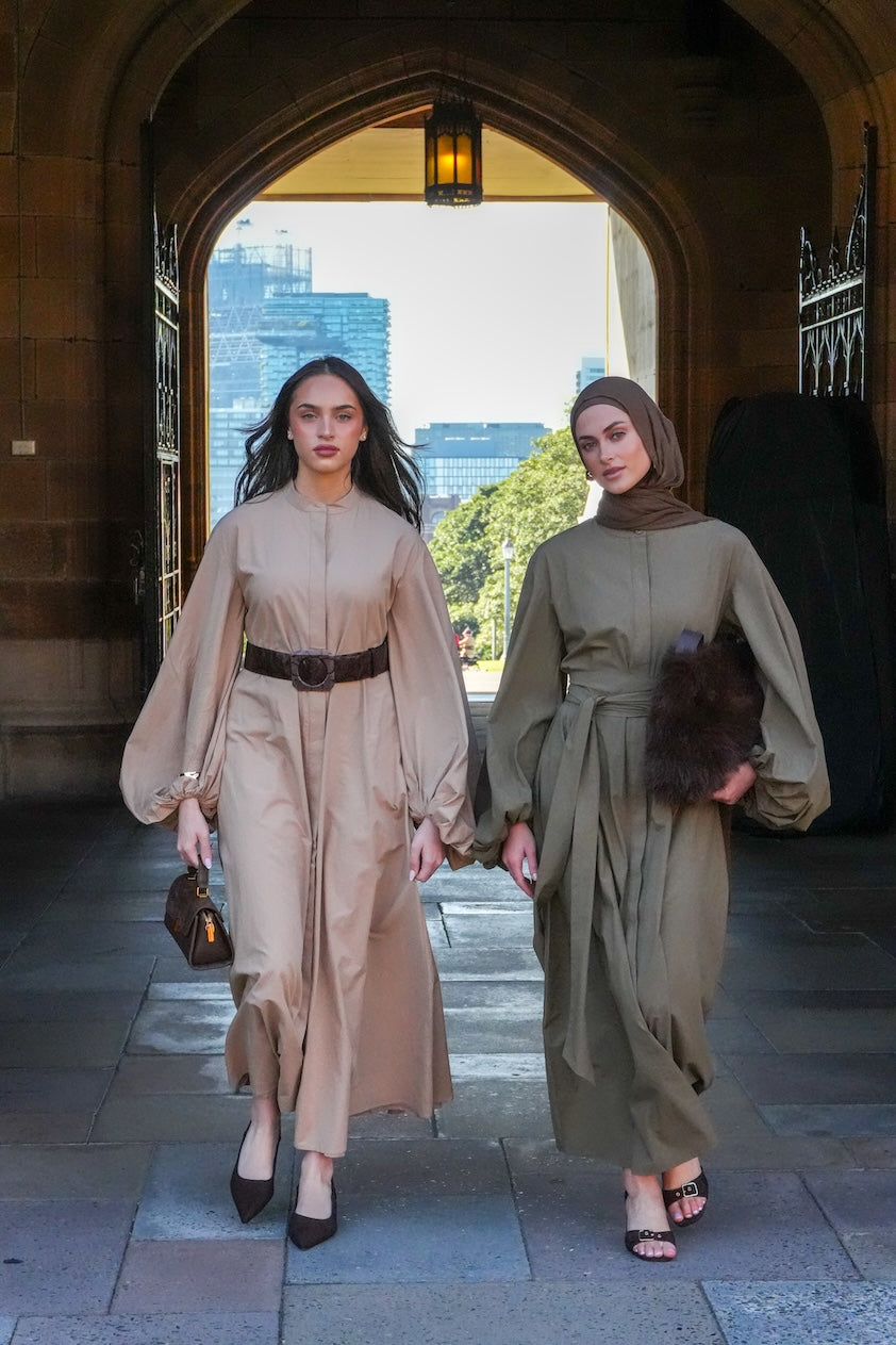 Volume Sleeve Dress - Sand