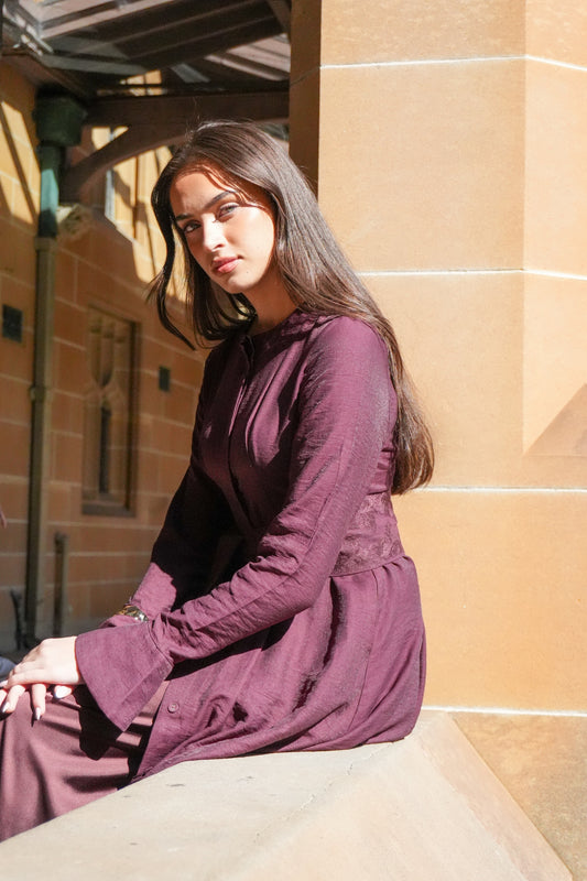 Poise Shirt Dress - Aubergine