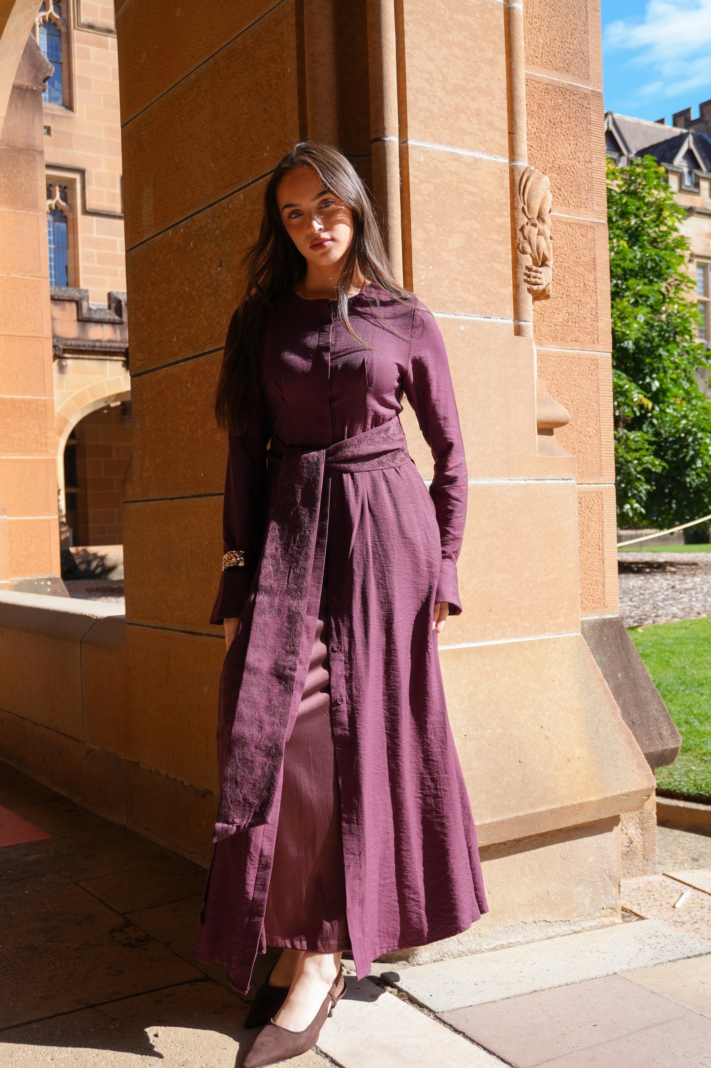 Poise Shirt Dress - Aubergine