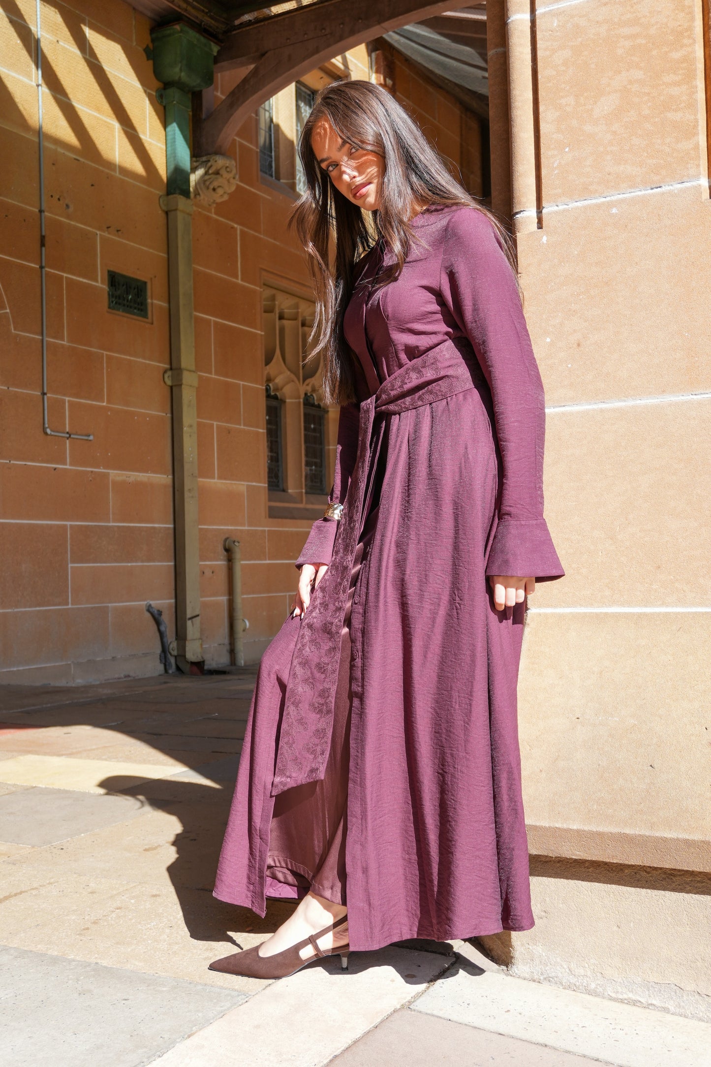 Poise Shirt Dress - Aubergine